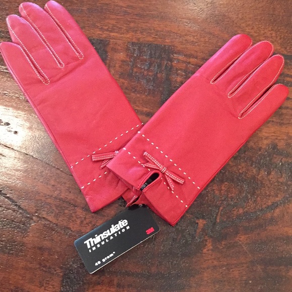3M Thinsulate Accessories - Red Leather Gloves